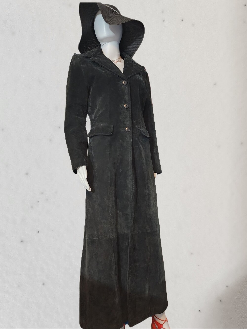 Wilson Black Long Suede Trench Coat